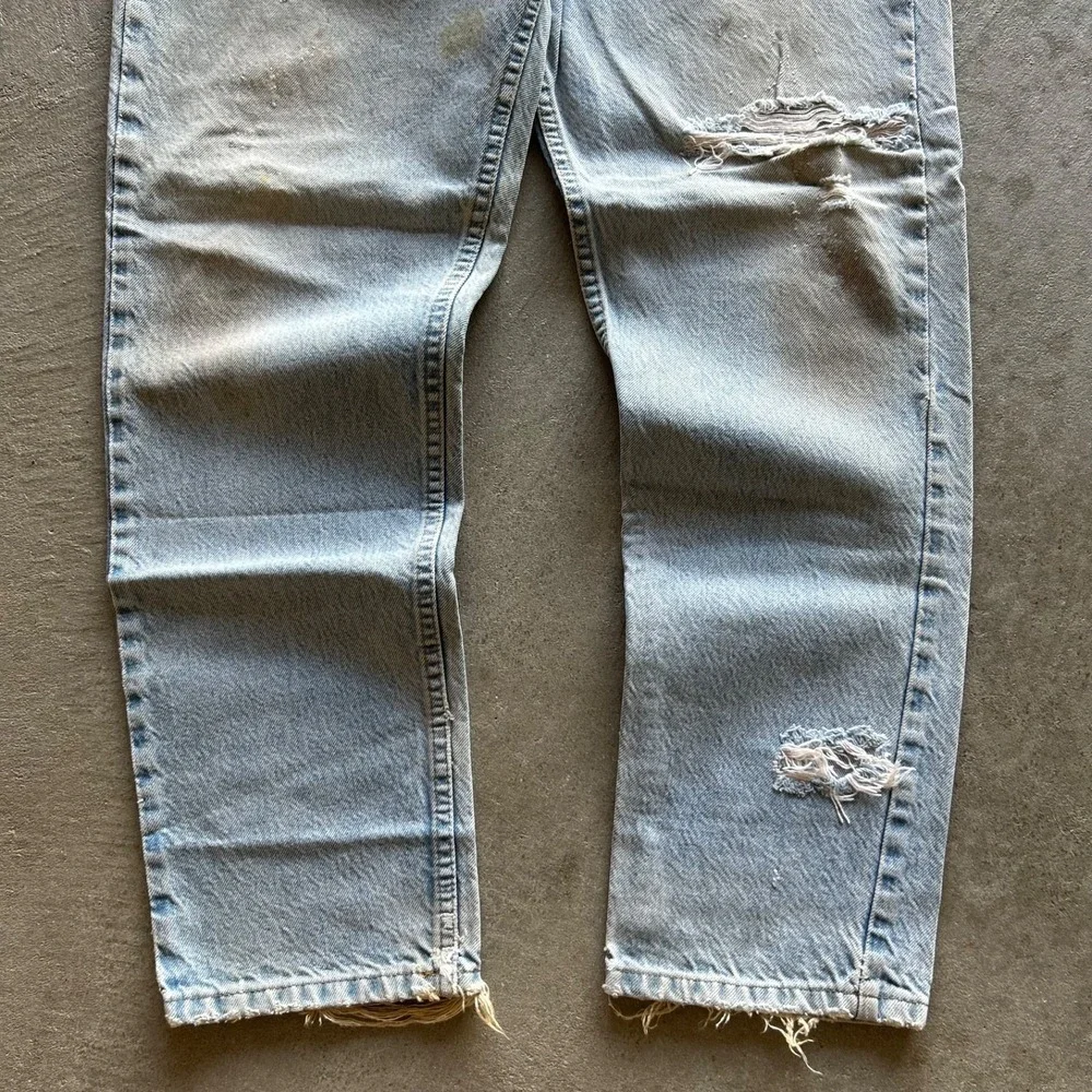 Vintage 90s Carhartt Jeans Size 34x30 Blue Light Wash Denim Faded Distressed
